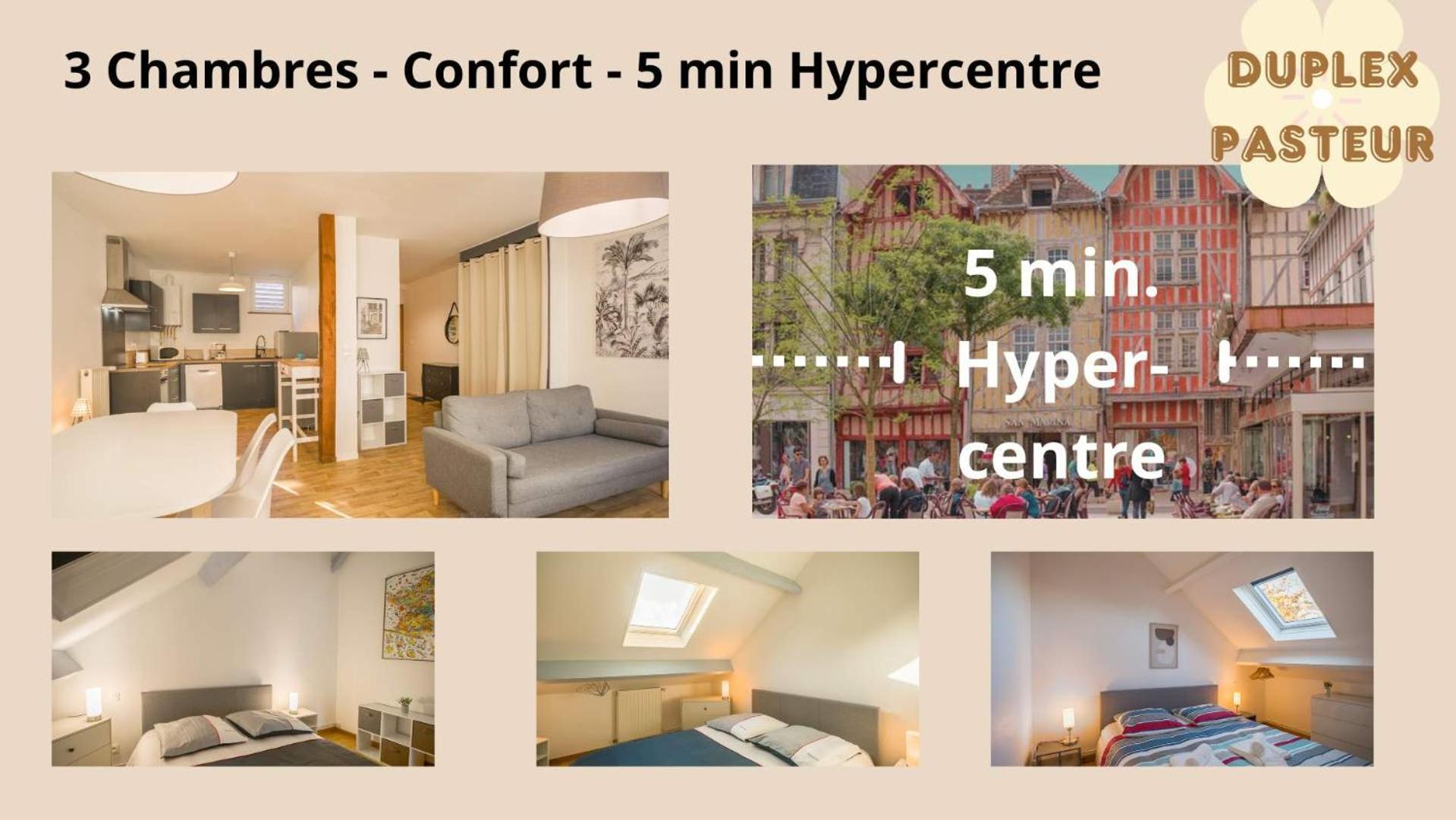 Le Duplex Pasteur - 5 Min Hypercentre - Ideal Groupe - Parking Gratuit Troyes Eksteriør bilde